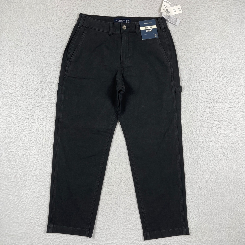 Abercrombie & Fitch Carpenter Pants Mens 28 (Fits 28x25.5) Black Loose Utility